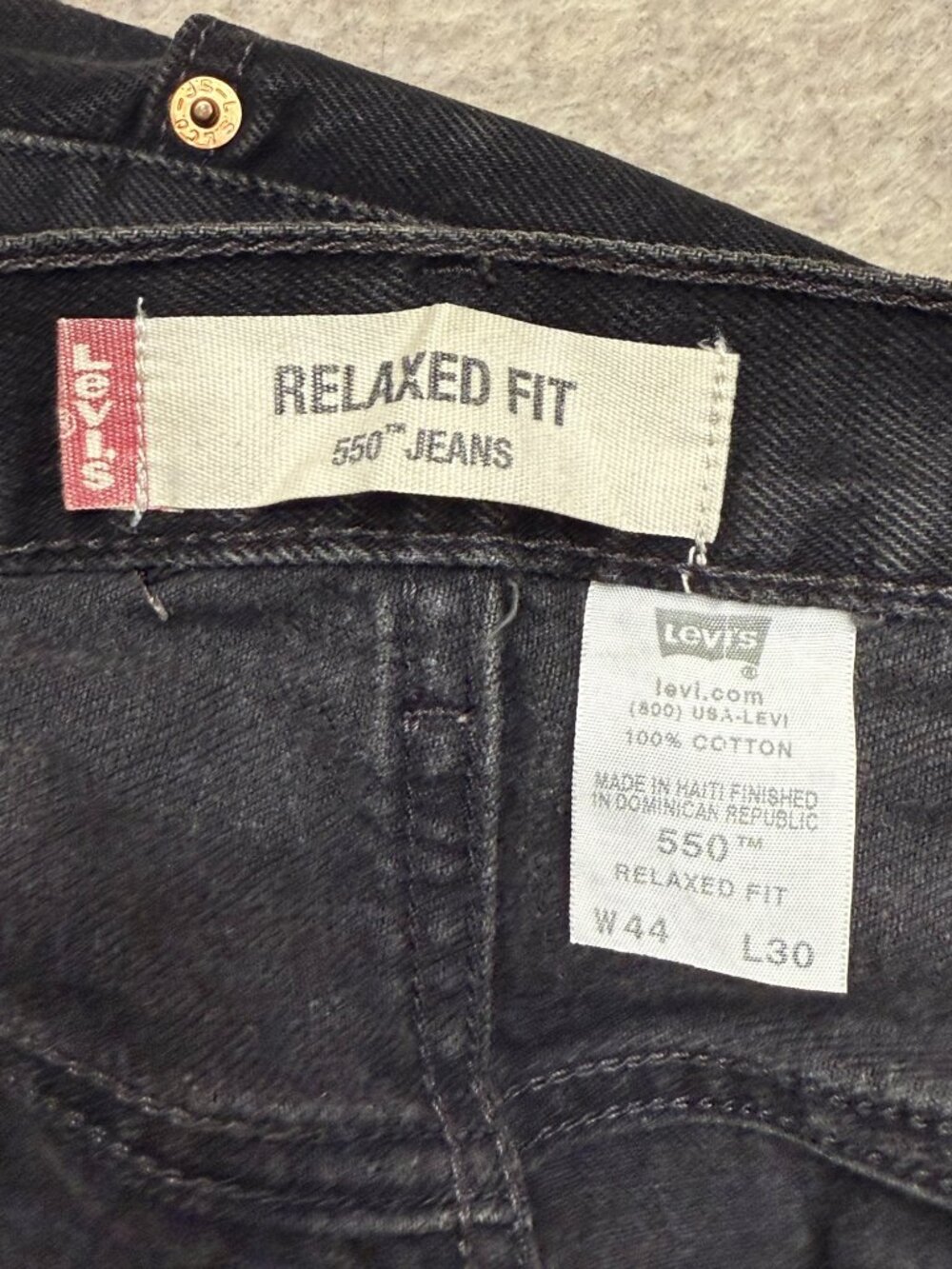 Levi's Relaxed Fit 550 Black Denim Jeans Lot Straight Leg Baggy Classic Men 44 - Picture 5 of 8